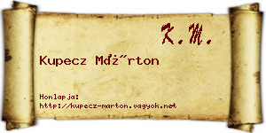 Kupecz Márton névjegykártya